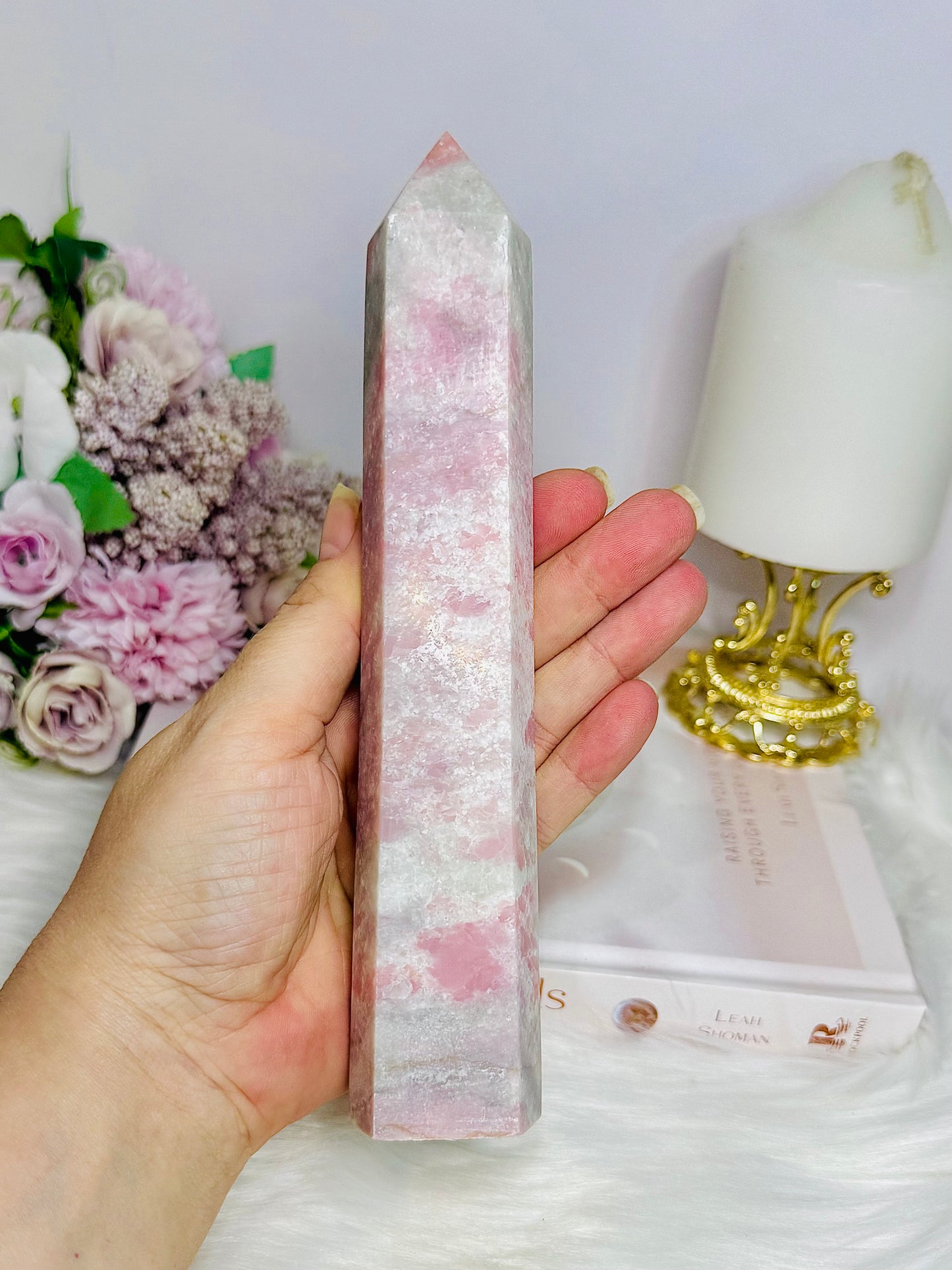 Natural Pink Opal Tower 19.5cm