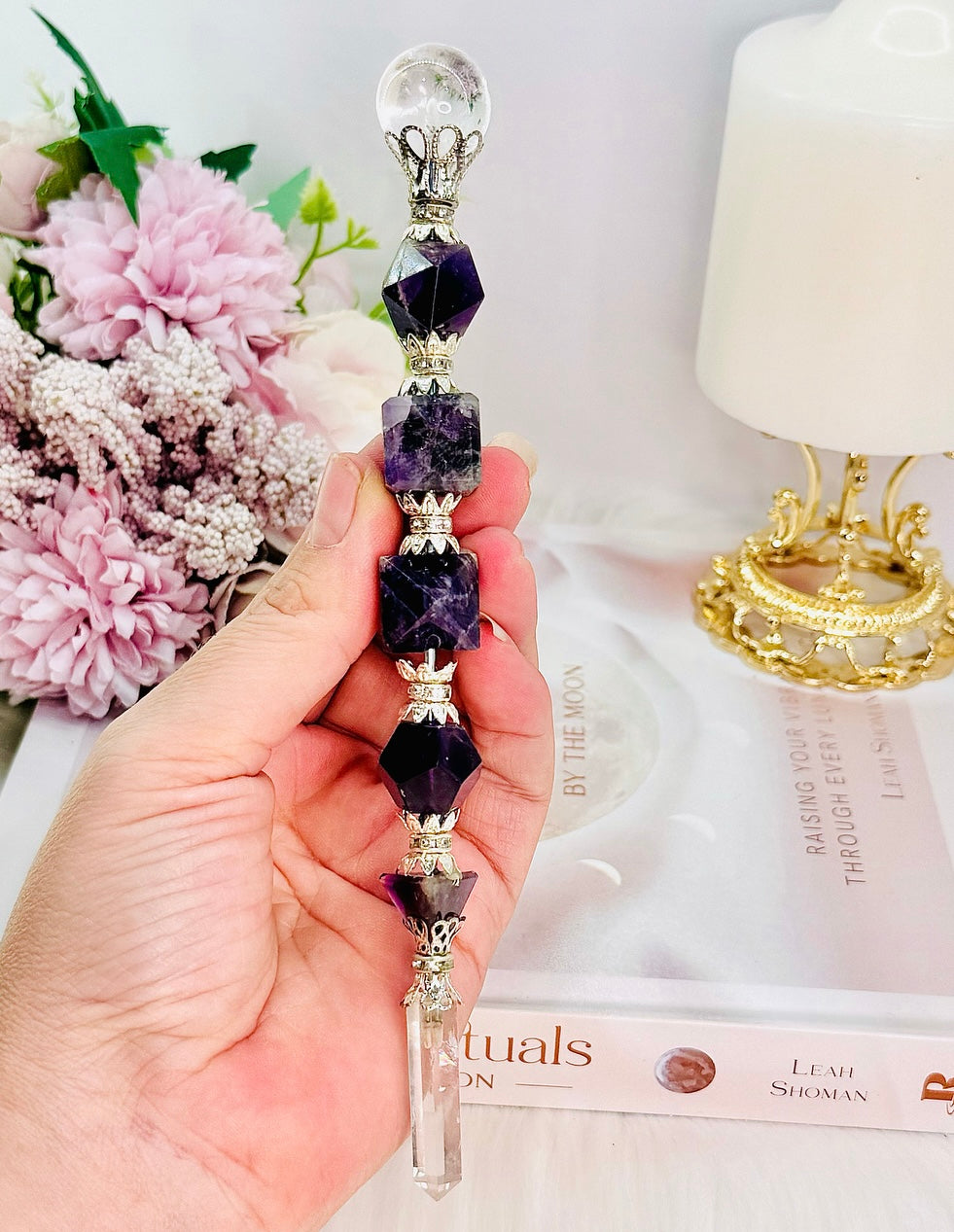 A Natural Tranquilliser ~ Magical Large Amethyst Geometric Wand 19cm