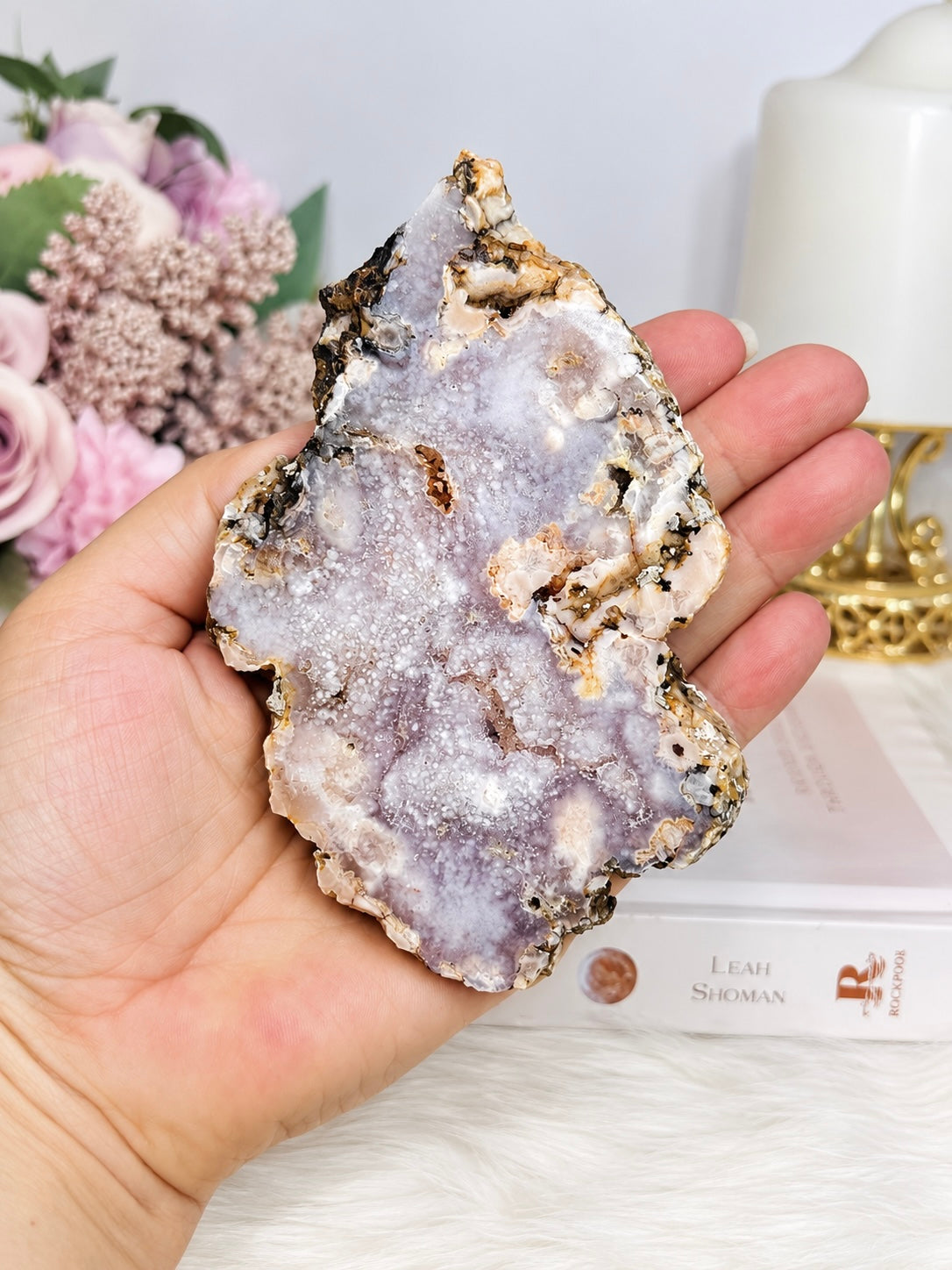Pink Amethyst Druzy Slab 12cm