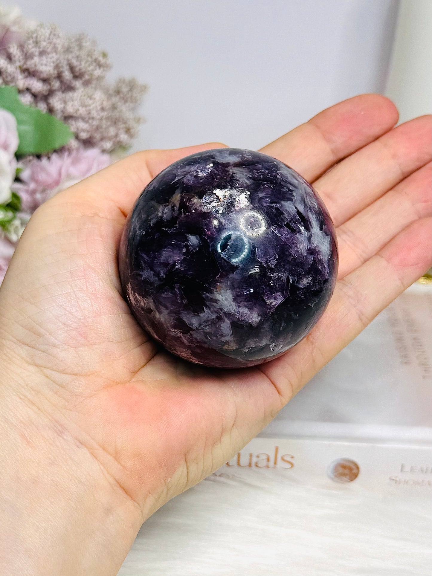 Large Lepidolite | Purple Mica Sphere on Stand 321g