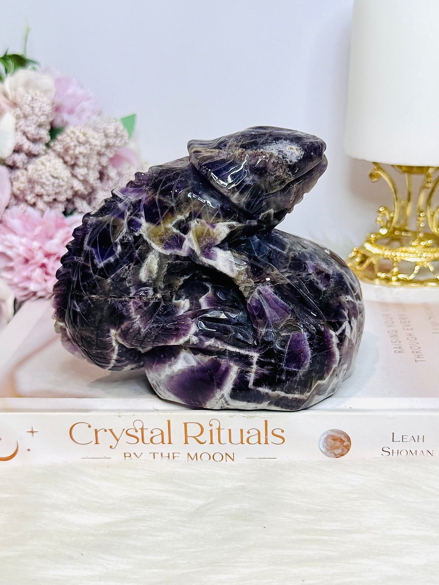 Large Chevron | Dream Amethyst Carved Lizard 11cm 793g