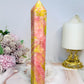 Rare Large Thulite Tower with Epidote Inclusions 19.5cm