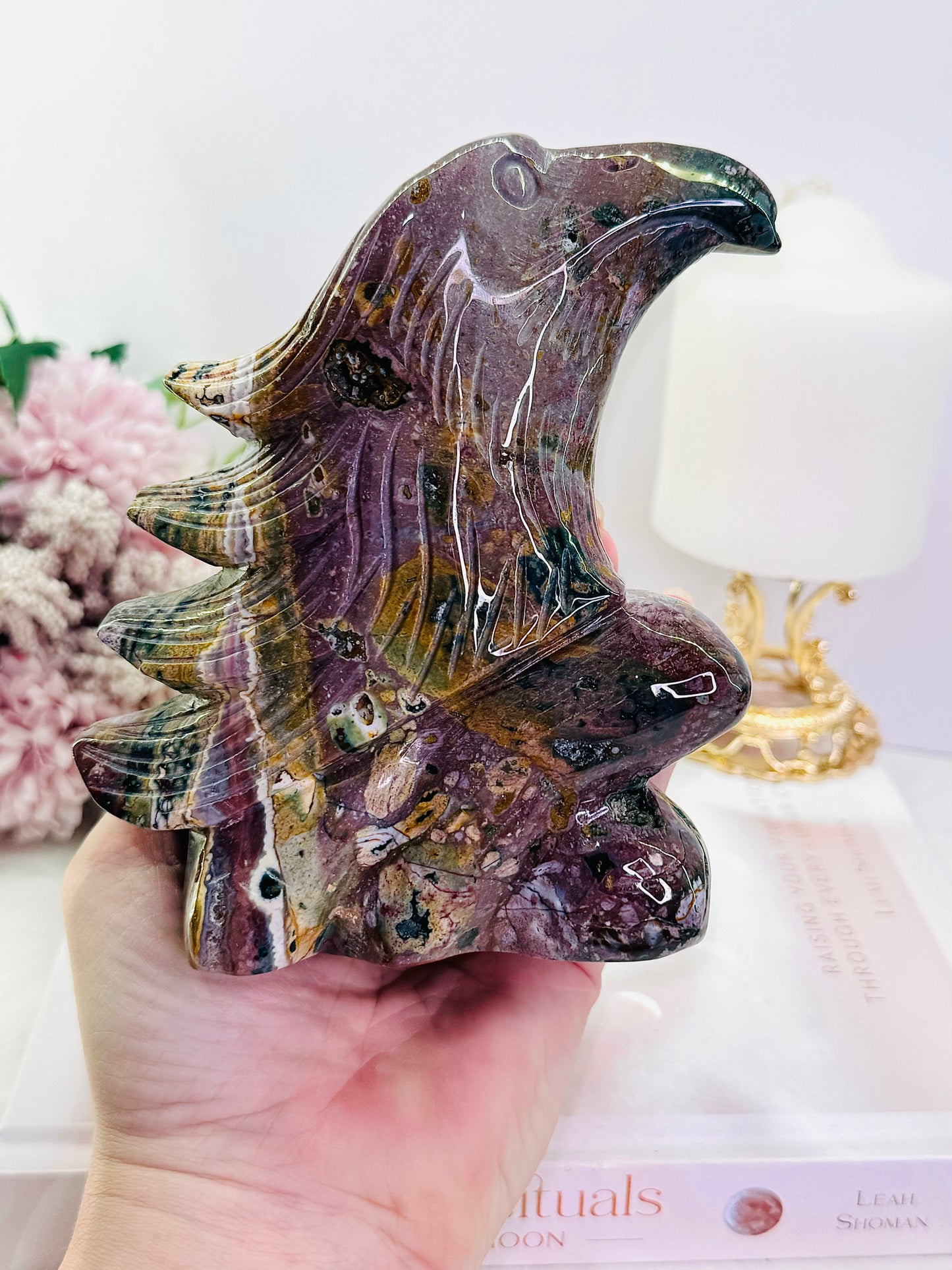 Joy & Happiness ~ Amazing Huge 947gram 16cm Ocean Jasper Eagle Bird Carving - Absolute Perfection