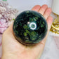 Large Green Kambaba Jasper Sphere on Stand 486g