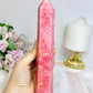 Rare Large Thulite Tower with Epidote Inclusions 20cm