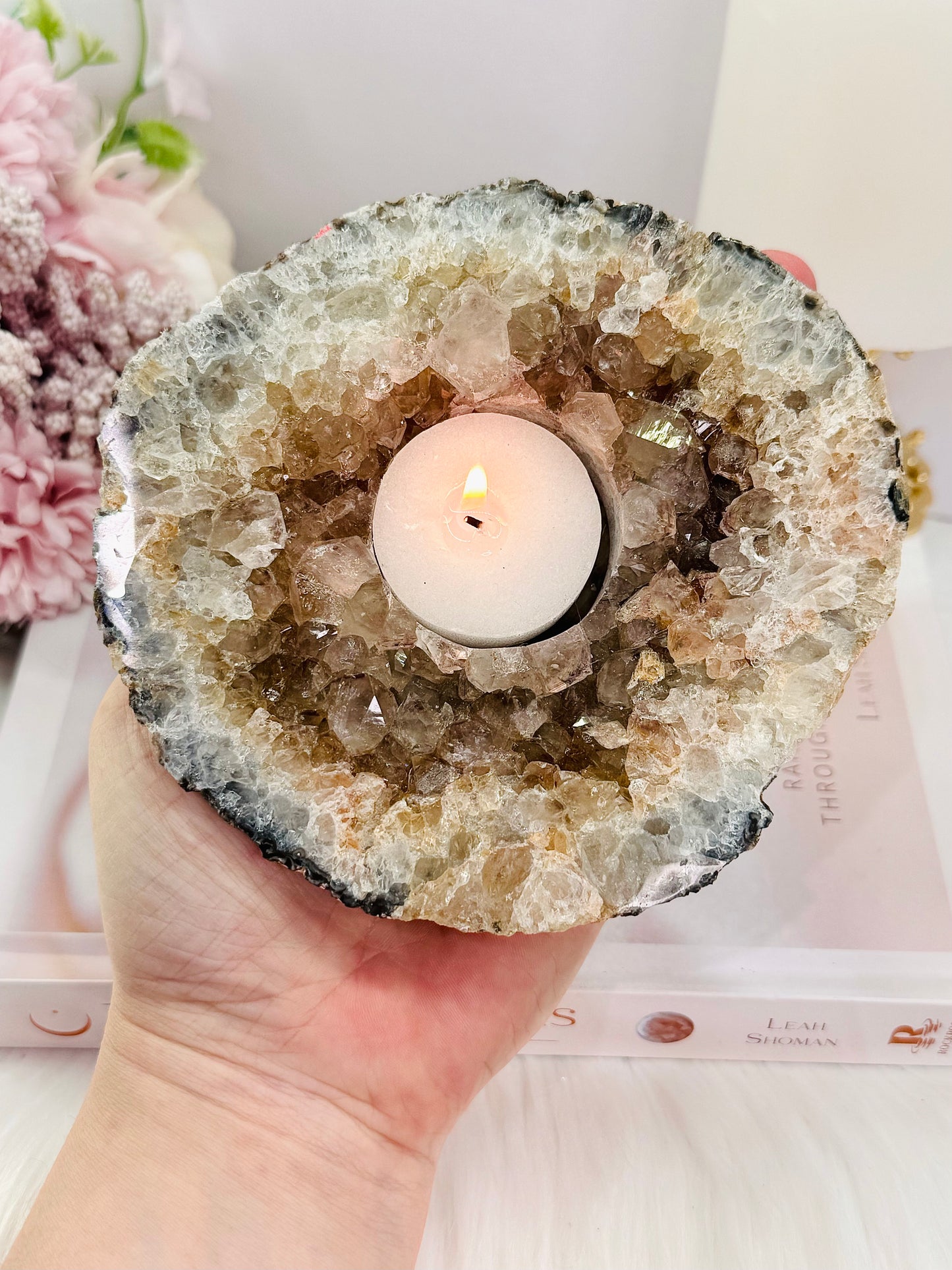 Stunning Druzy Agate Candle Holder Large 14cm