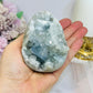Large Blue Celestite Egg On Stand 521g