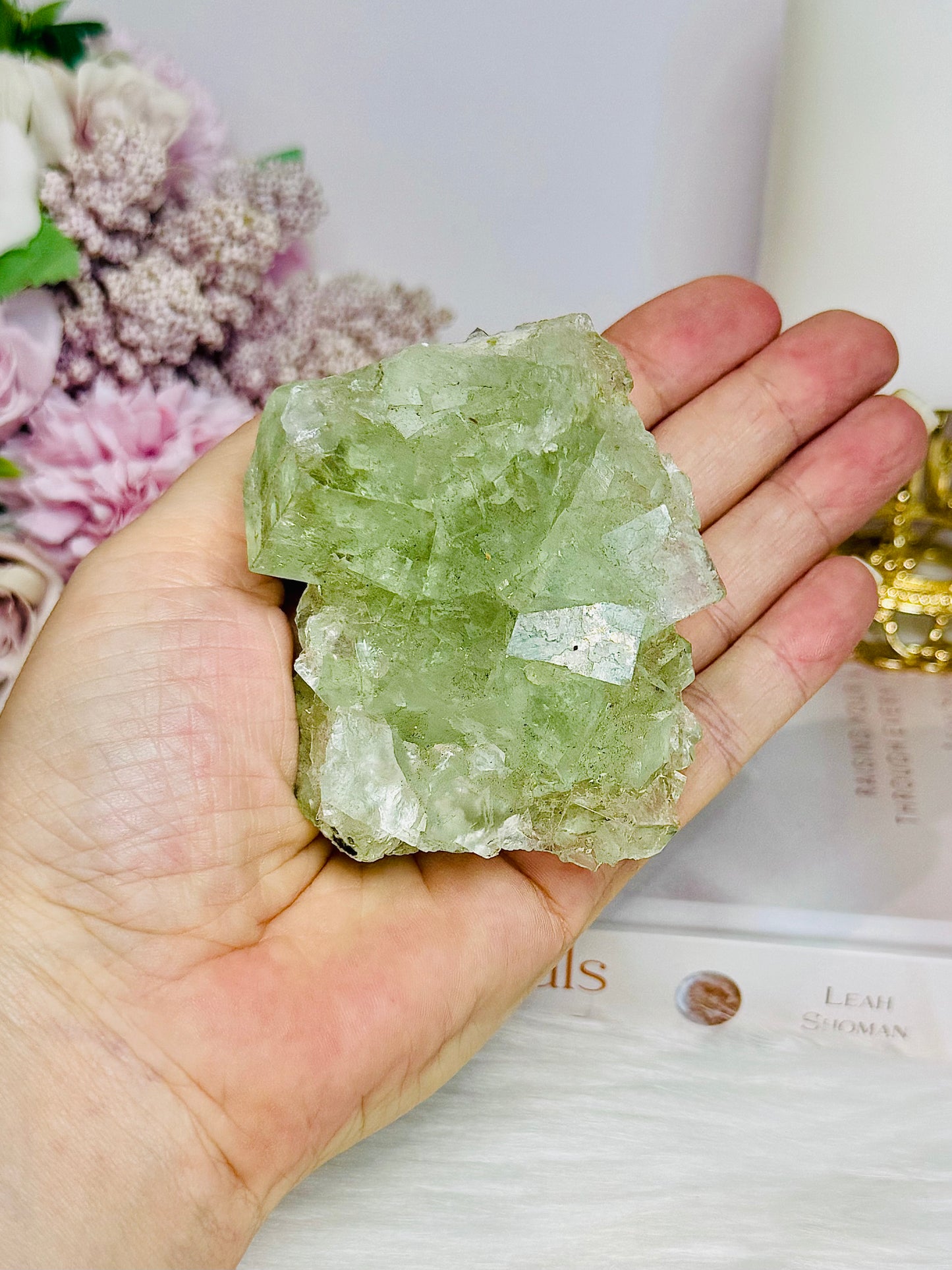Light Green Transparent Cubed Fluorite Specimen 7cm 255g