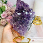 Large Natural Amethyst Cluster On Gold Stand 16cm 625g