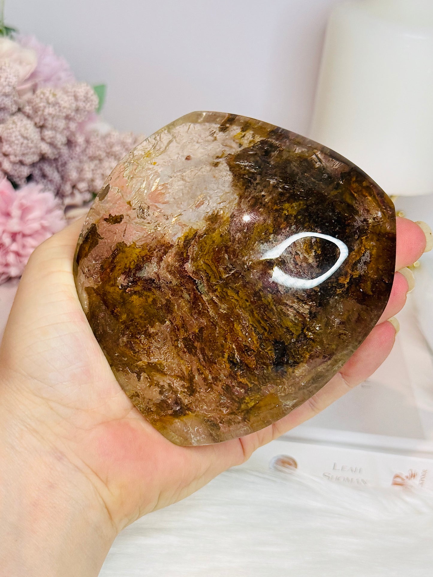 Large Natural Lodolite | Garden Quartz Polished Freeform on Stand 10cm 484g