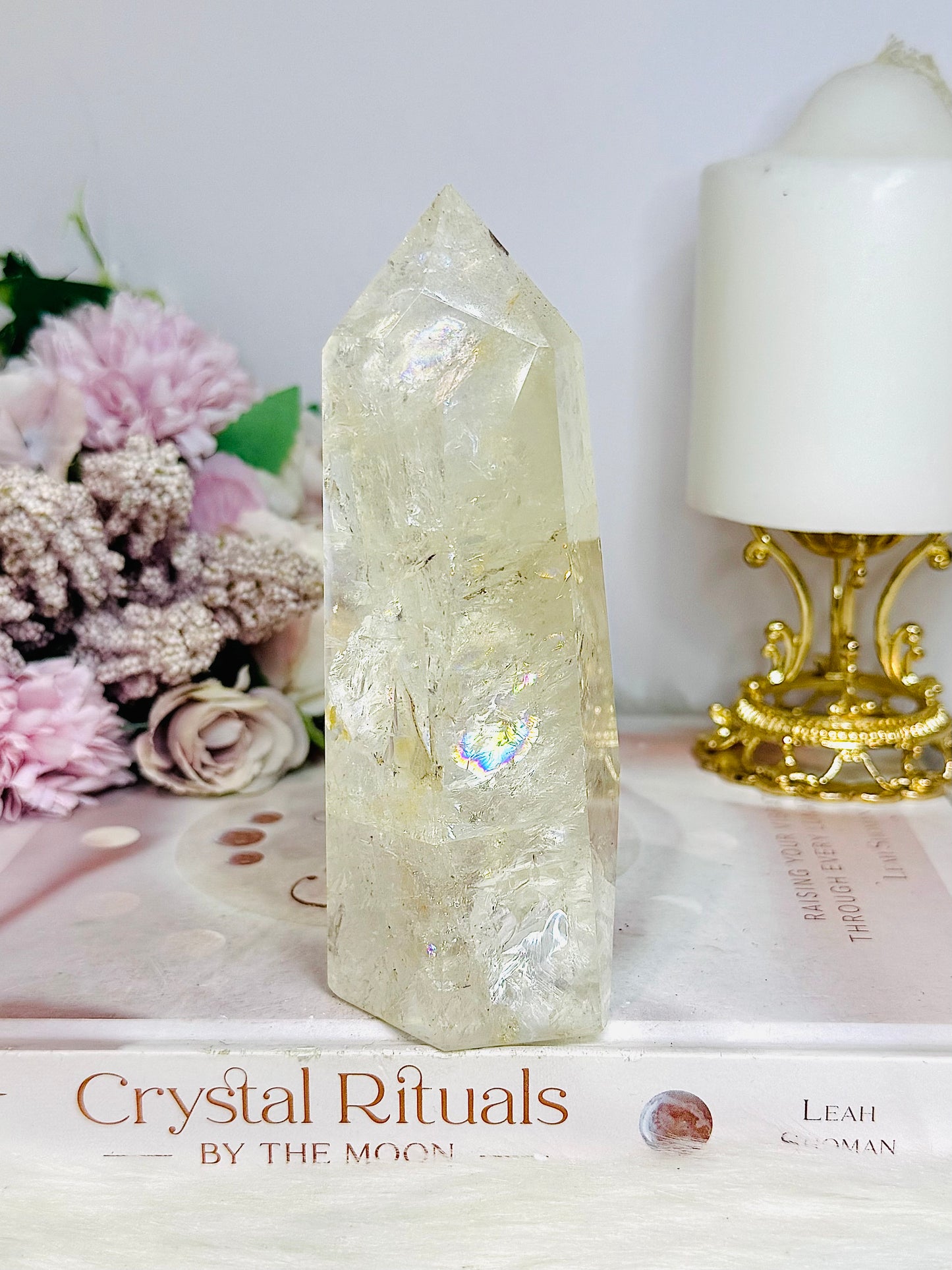 High Grade Clear Quartz Tower with Rainbows 13.5cm 434g