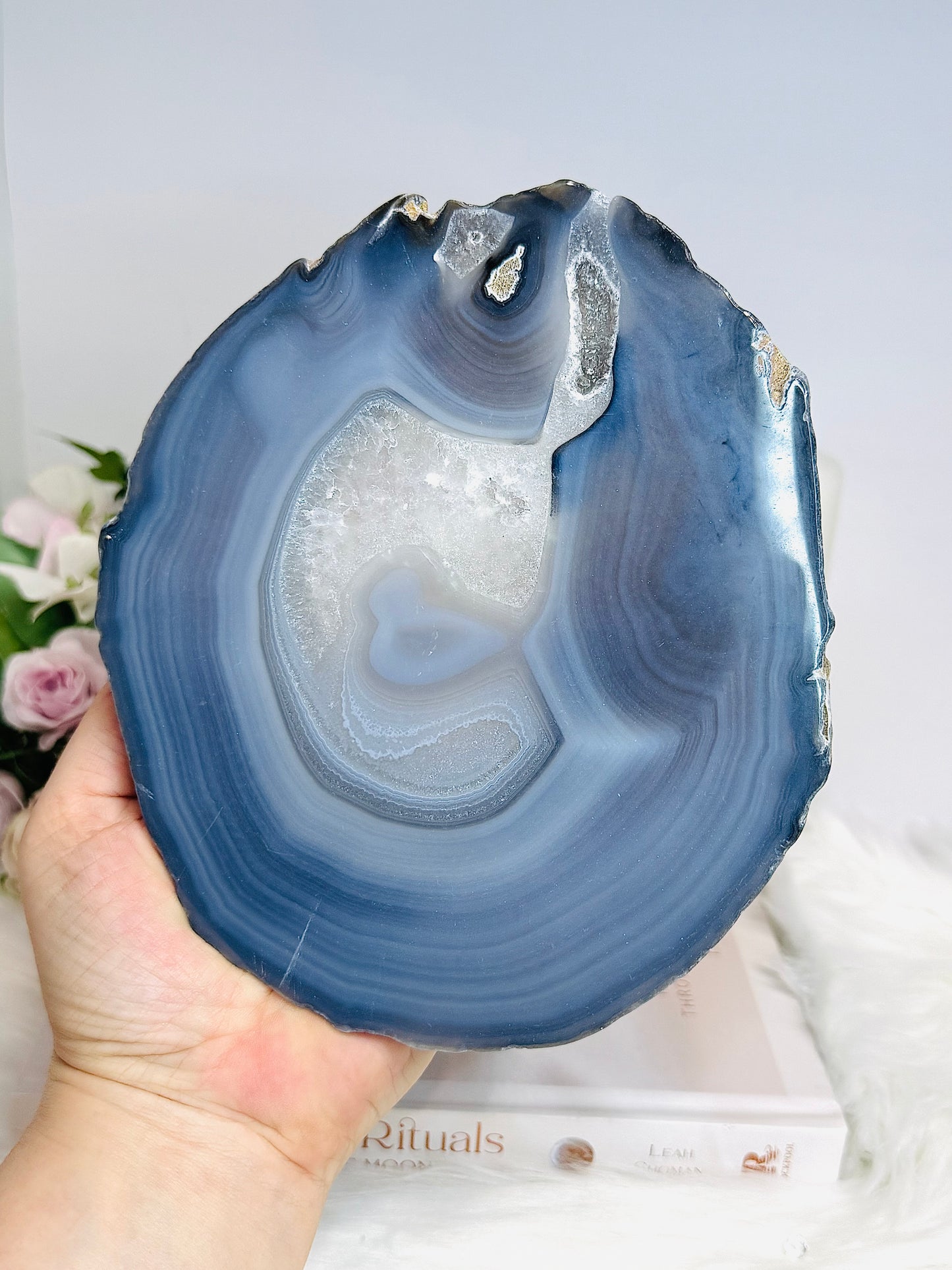 Large Druzy Agate Slab On Stand 17cm 600g