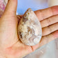 Stunning Flower Agate Carved Druzy Egg on Stand From Madagascar