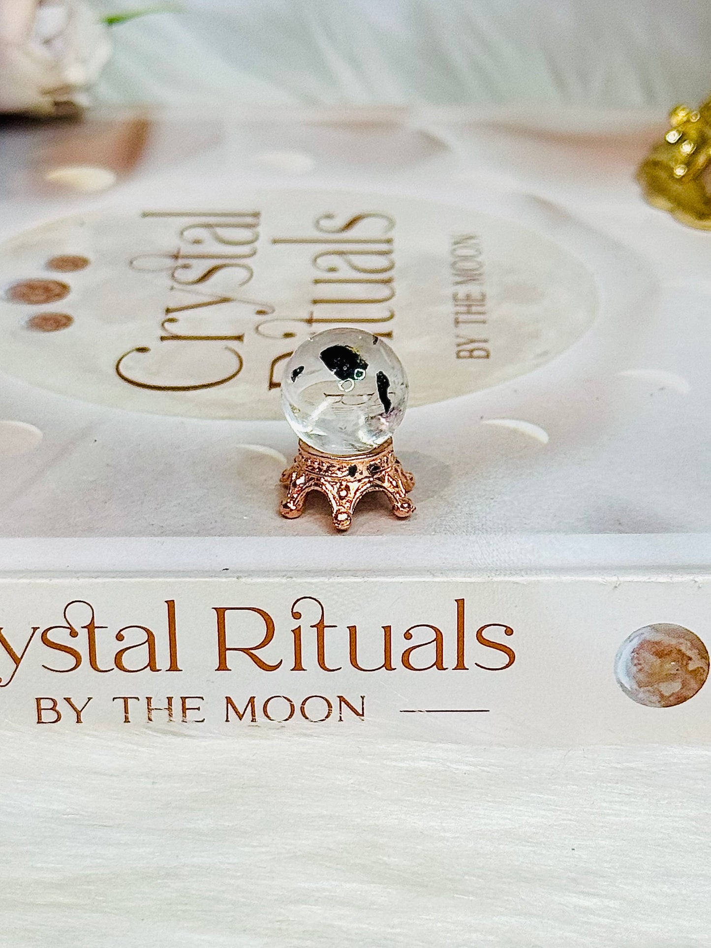 Rare Mini Herkimer Diamond Sphere on Stand