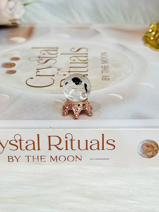 Rare Mini Herkimer Diamond Sphere on Stand
