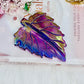 Stunning Aura Purple Quartz Leaf Carving 11cm