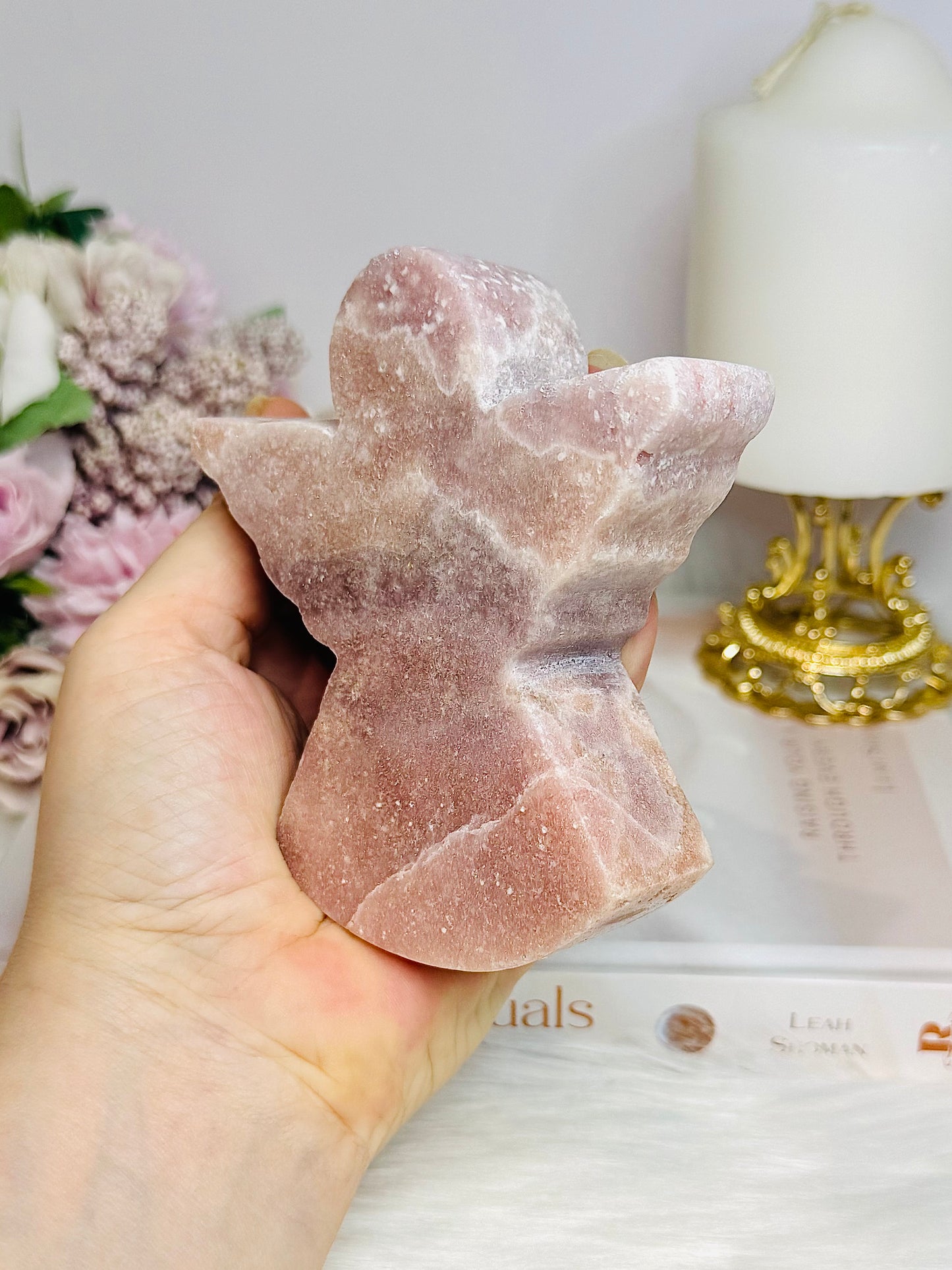 Chunky Pink Amethyst Carved Angel 10cm 360g