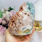Large Natural Pink Amethyst Base Cut Freeform Cluster with Green Jasper Inclusions 962g