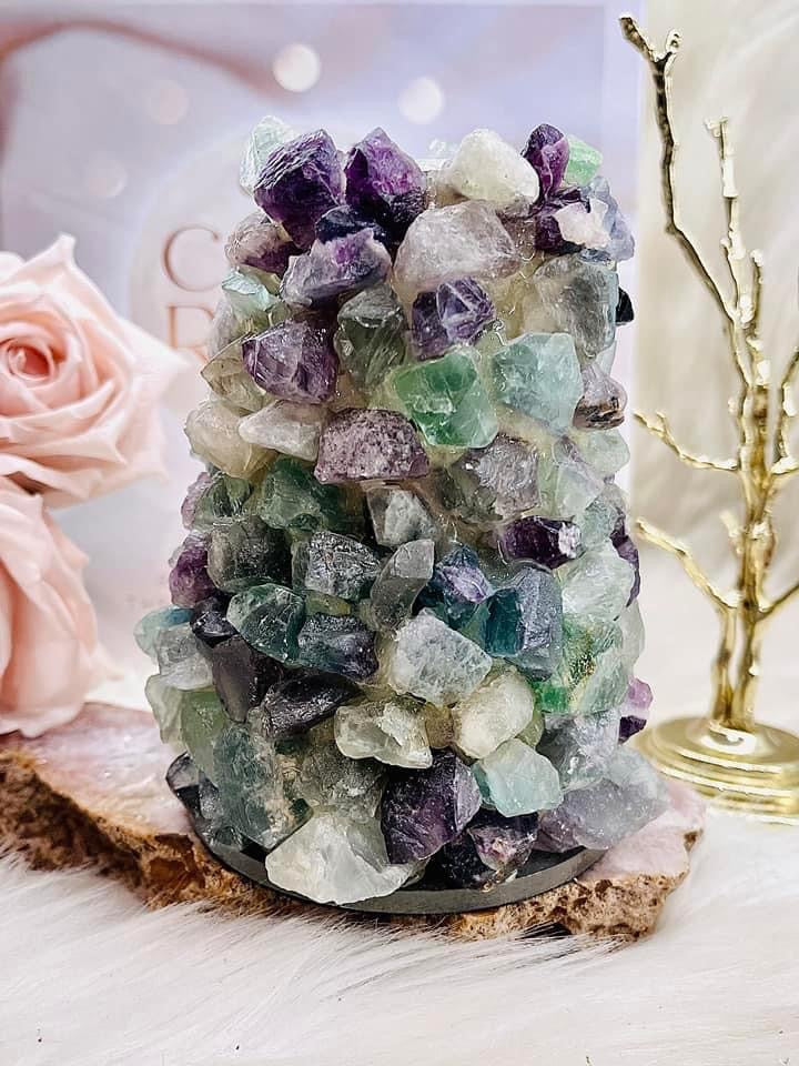 Stunning Large 19cm Just under a KG Raw Fluorite Candle Holder
