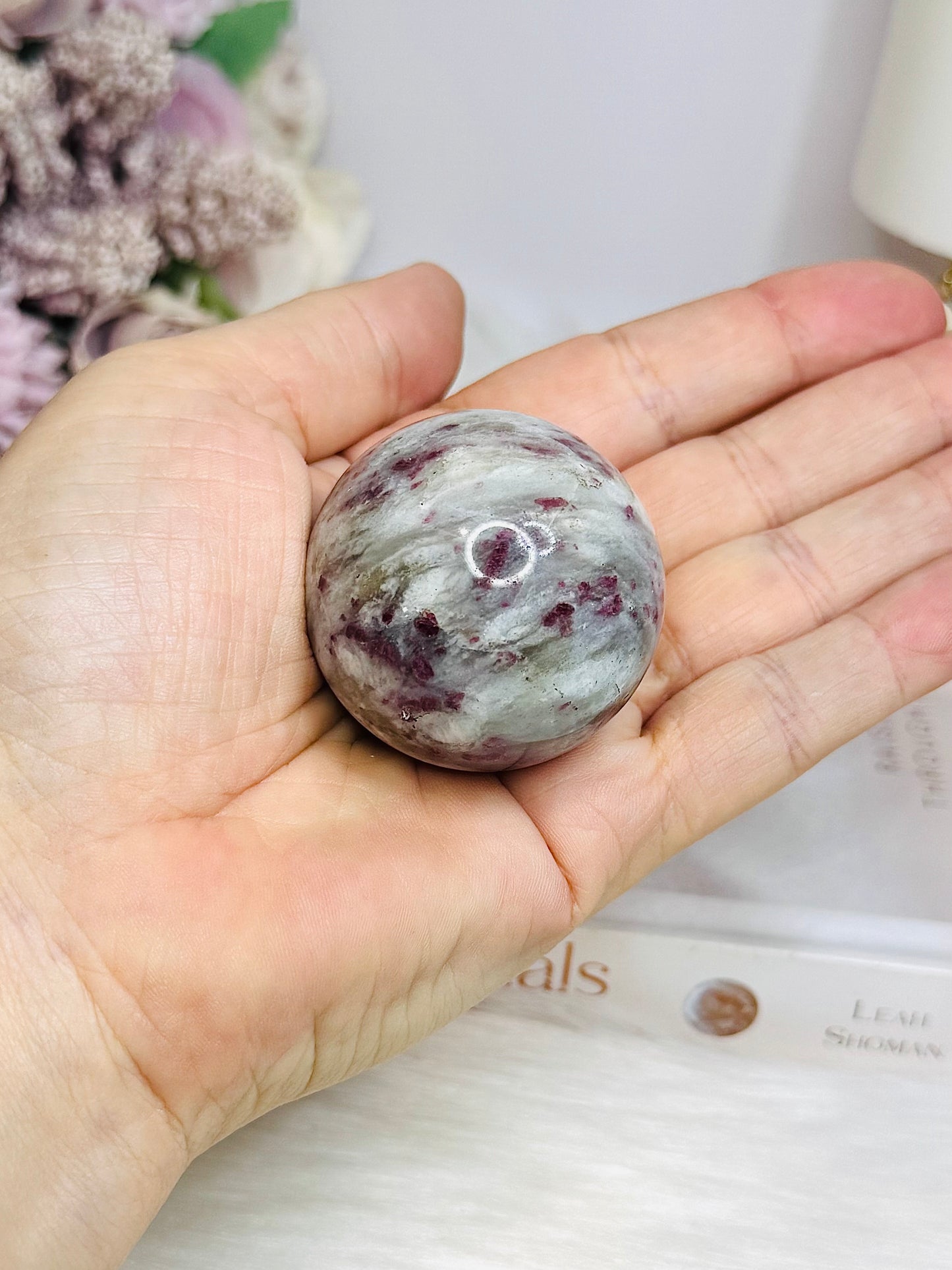 Pink Tourmaline Sphere on Stand 105g
