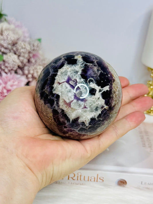 Large Chevron Amethyst Sphere on Stand 550g