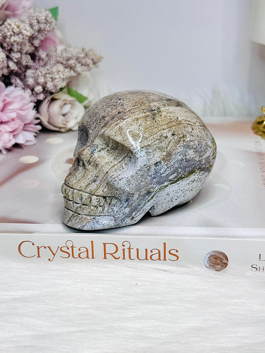 Ocean Jasper Carved Skull 8cm 401g