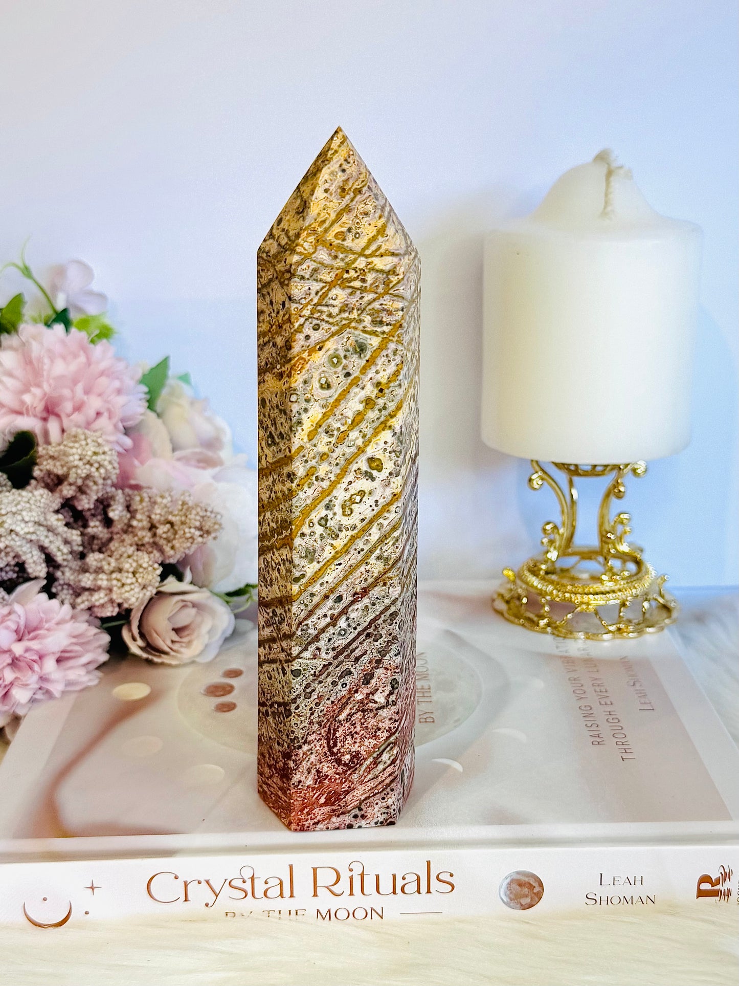 Gorgeous Large 17.5cm Leopardskin Jasper Tower