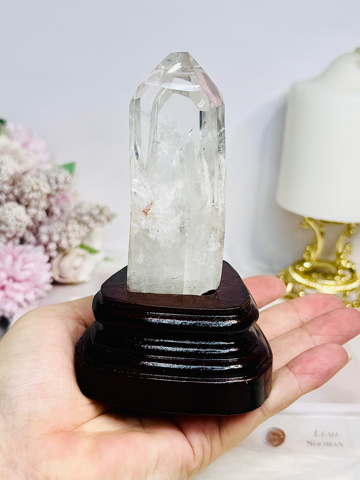 Natural Double Terminated Point On Timber Stand 12cm