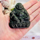 For Protection ~ Beautifully Carved 7cm Silver Sheen Black Obsidian Buddha