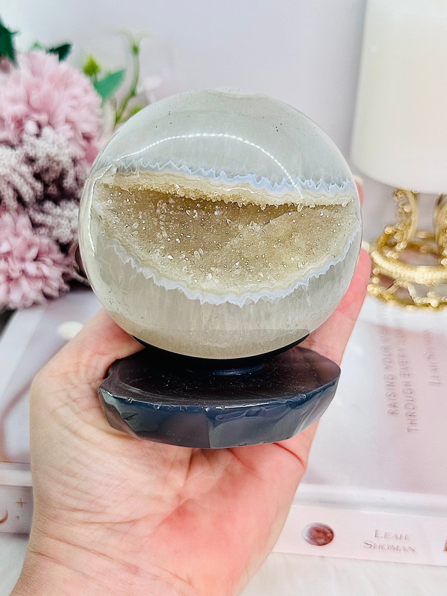 Large Druzy Agate Sphere with Agate 887gram