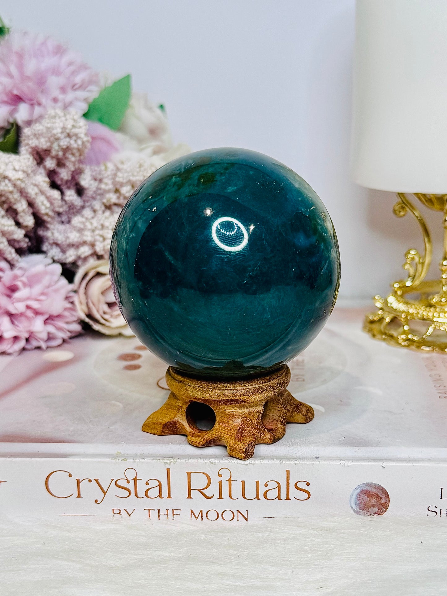 Large Green Jasper Sphere On Stand 432g