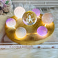 Feminine Energy ~ Large Light Stand 20cm with Glass Fairy Sphere, 3 Amethyst Spheres, Rose Quartz Sphere & 2 Pink Amethyst Spheres