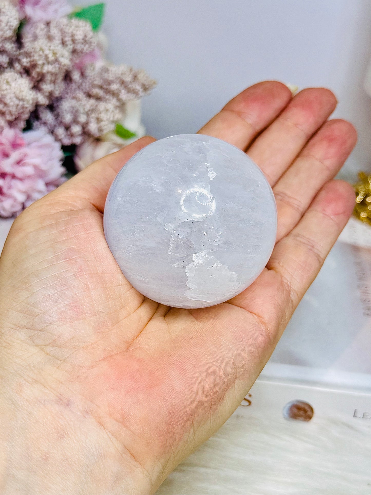 Large Blue Lace Agate Druzy Sphere On Stand 209g