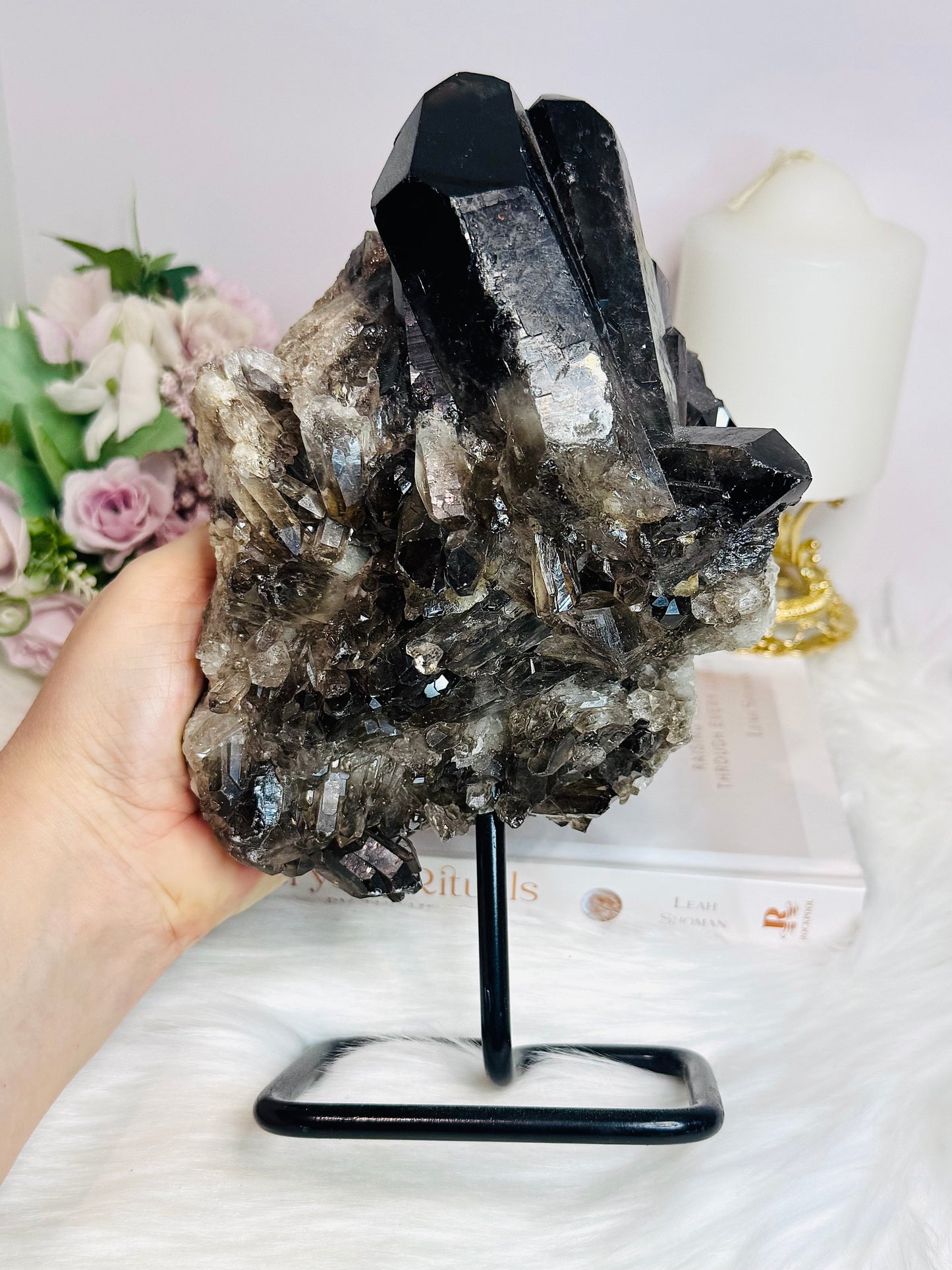 ✨ SALE ✨ Large Smokey Quartz Cluster On Stand From Brazil 2.09KG 22cm