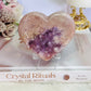 Fabulous High Grade Druzy Pink Amethyst Carved Heart 10cm On Stand