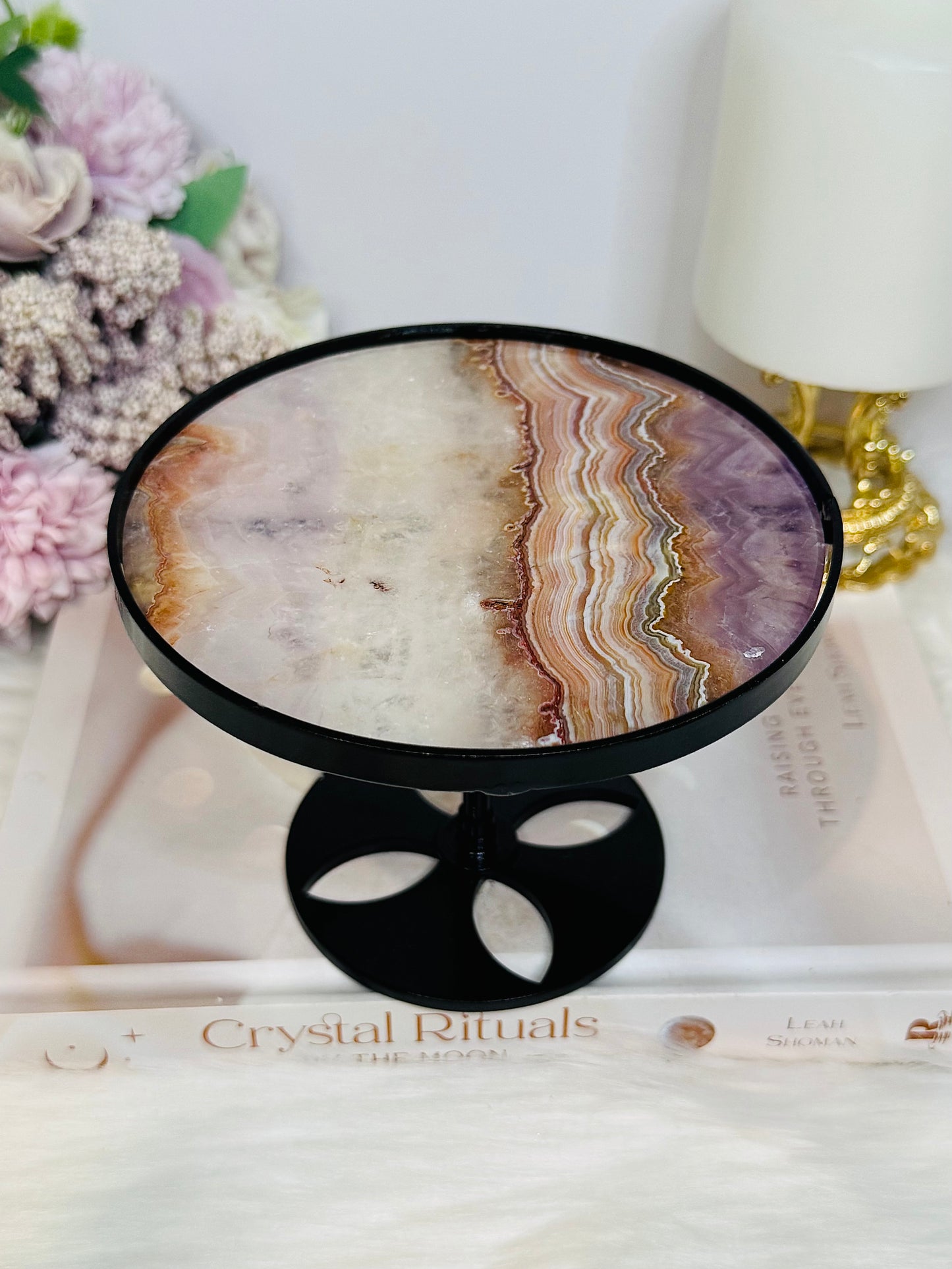 Crazy Lace Amethyst Spinning Top Small Table H:10cm W:12cm