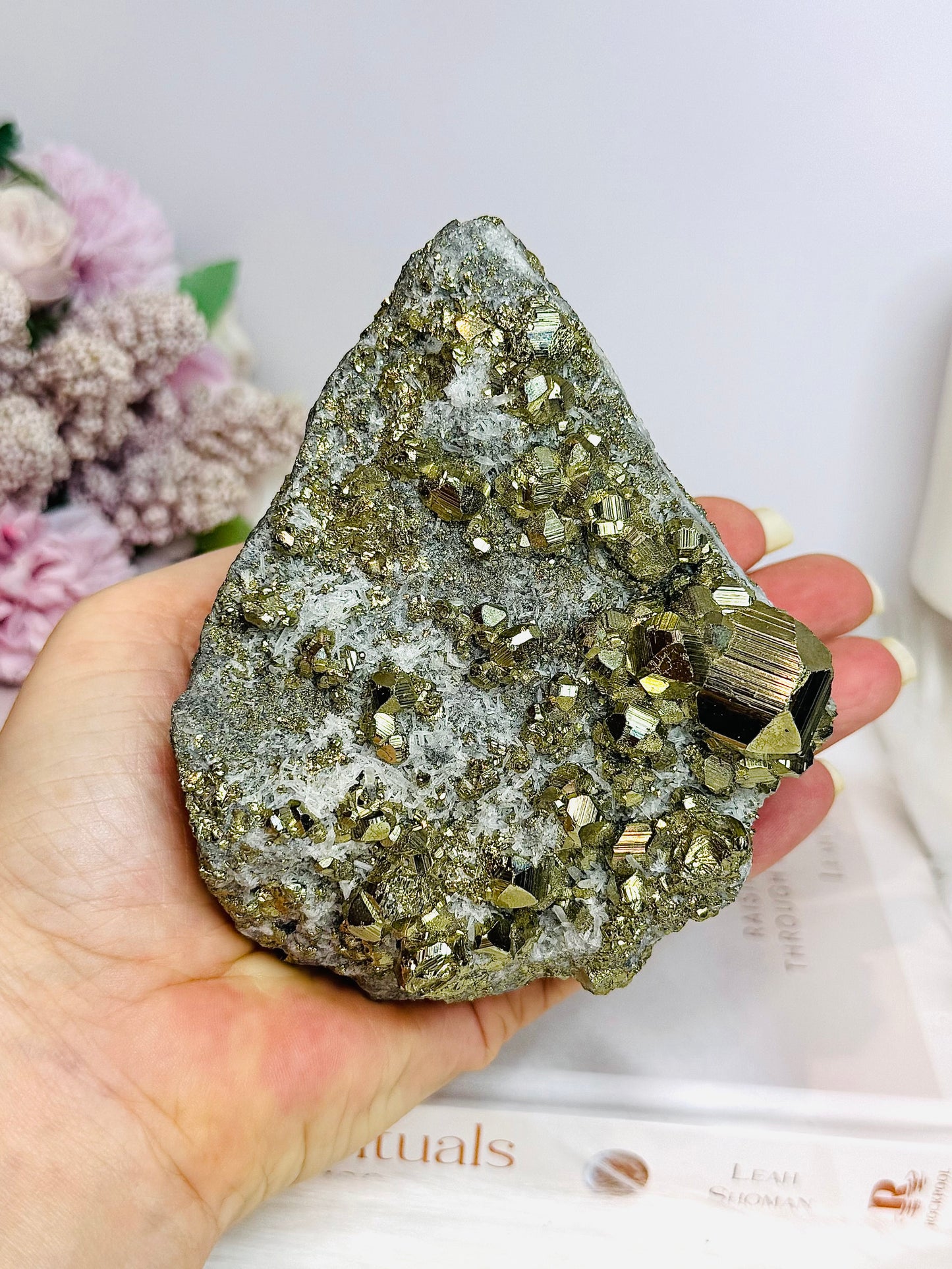 Large Natural Cubed Pyrite Specimen 774g On Stand