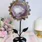 Druzy Amethyst X Agate Carved Flower On Stand 23cm 321g