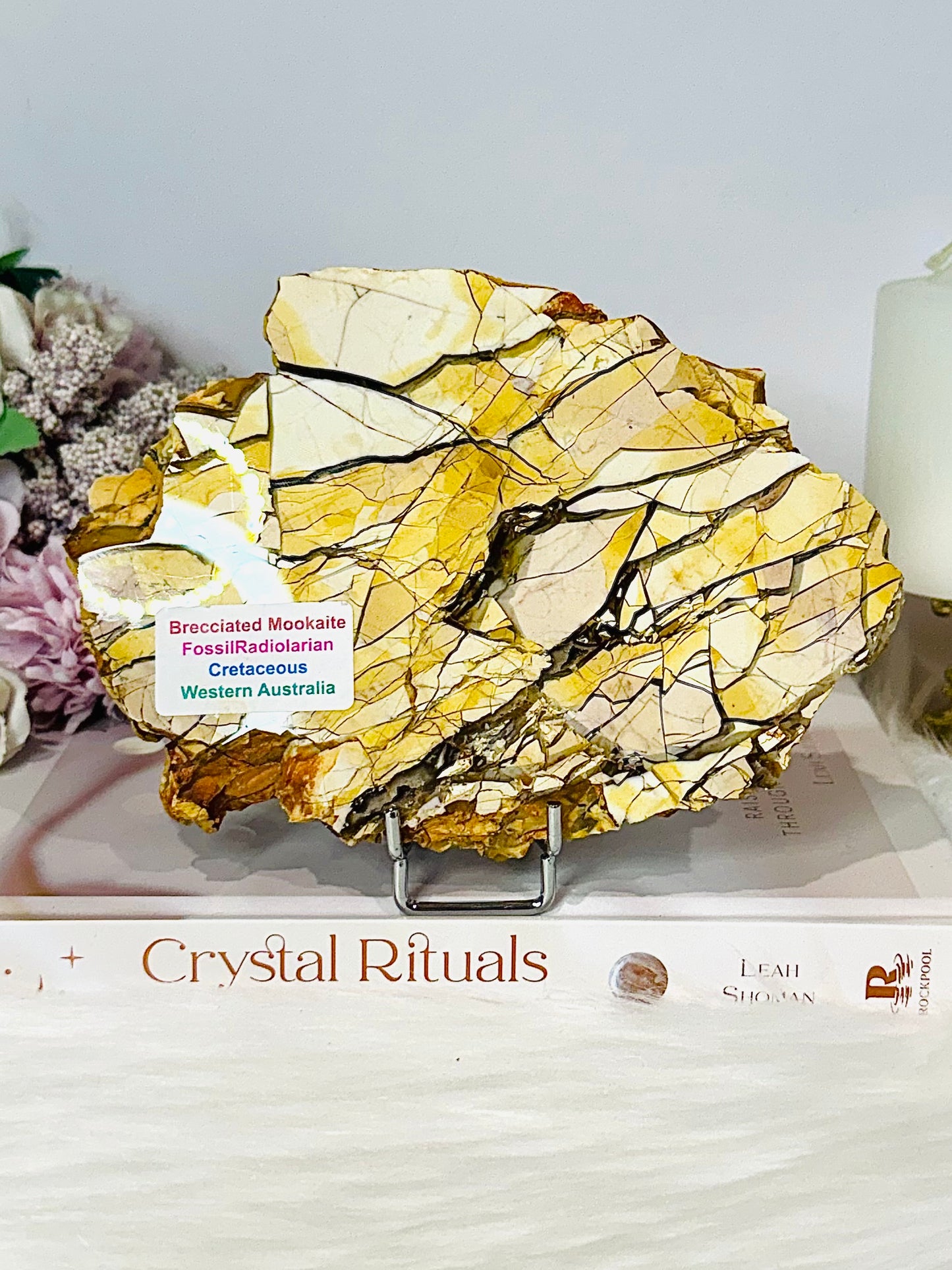 Large Natural Brecciated Mookaite Jasper Slab on Stand 16.5cm 459g