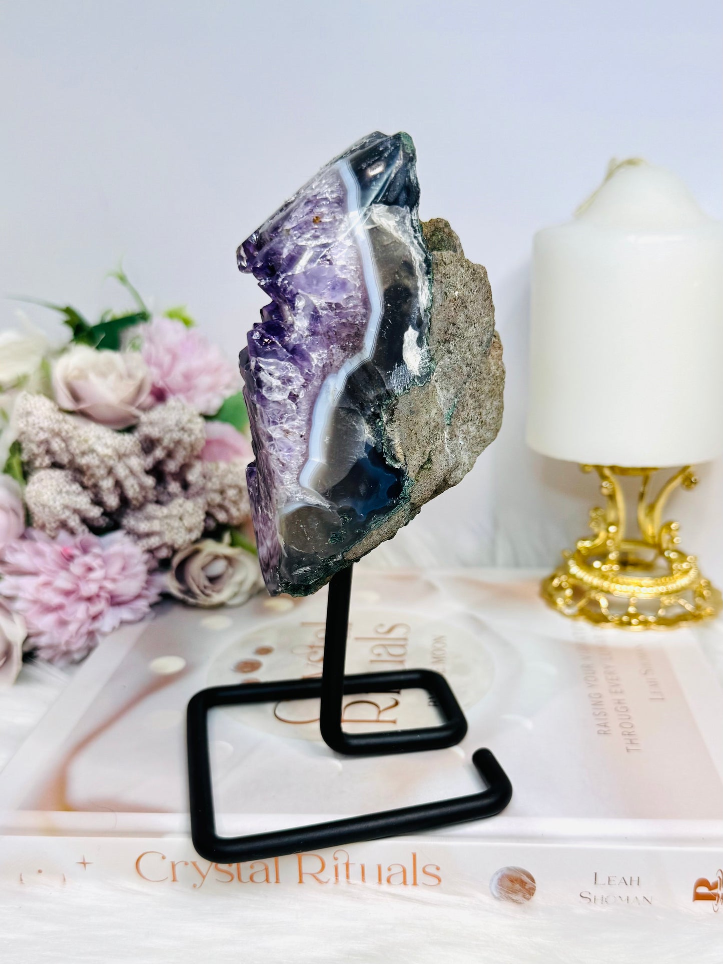 Large Natural Amethyst Cluster On Stand 16cm 745g