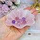 Rose Quartz Carved. Chunky Shell with Mini Amethyst Spheres 9cm