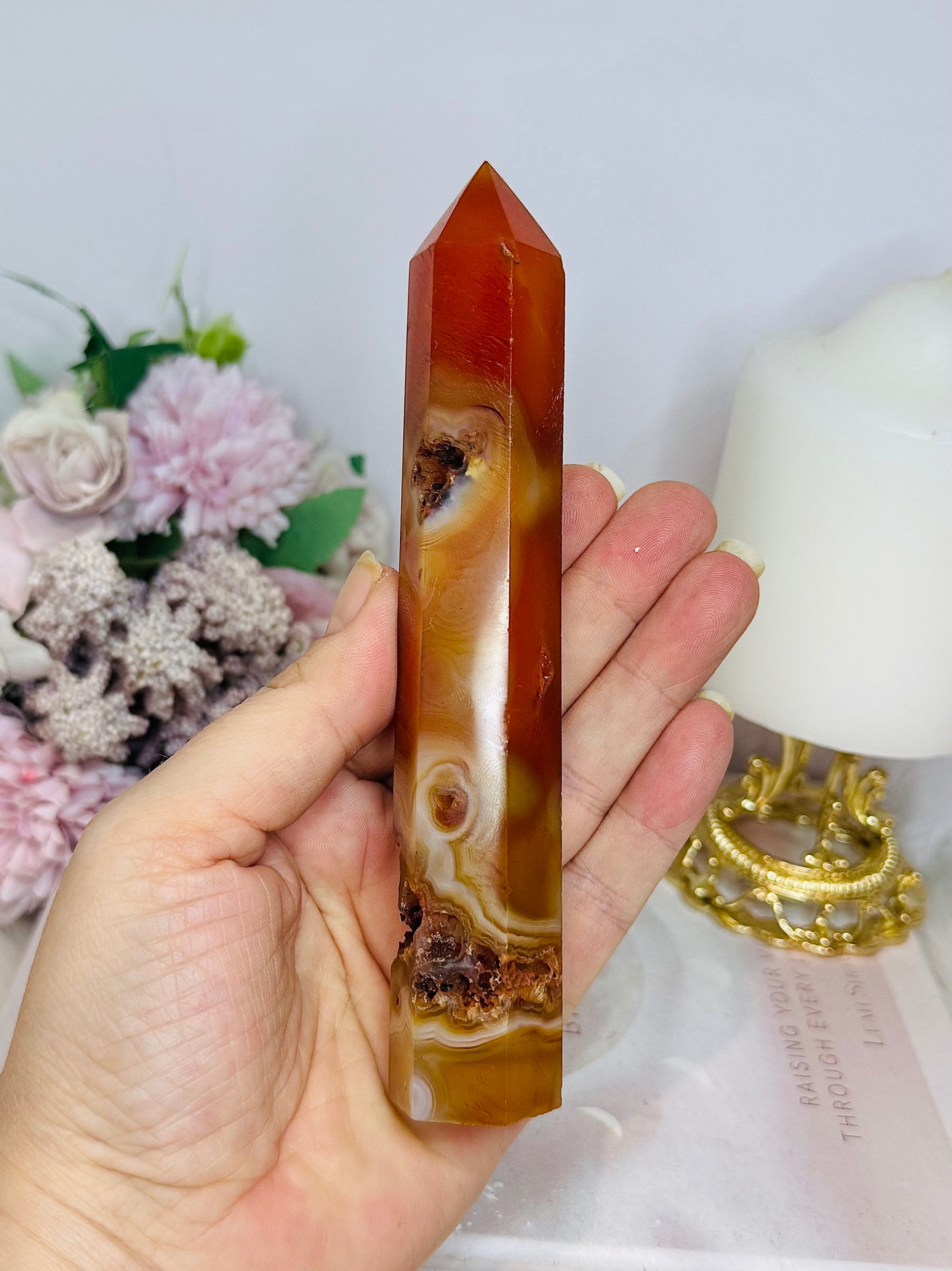 Carnelian Druzy Tower 15.5cm