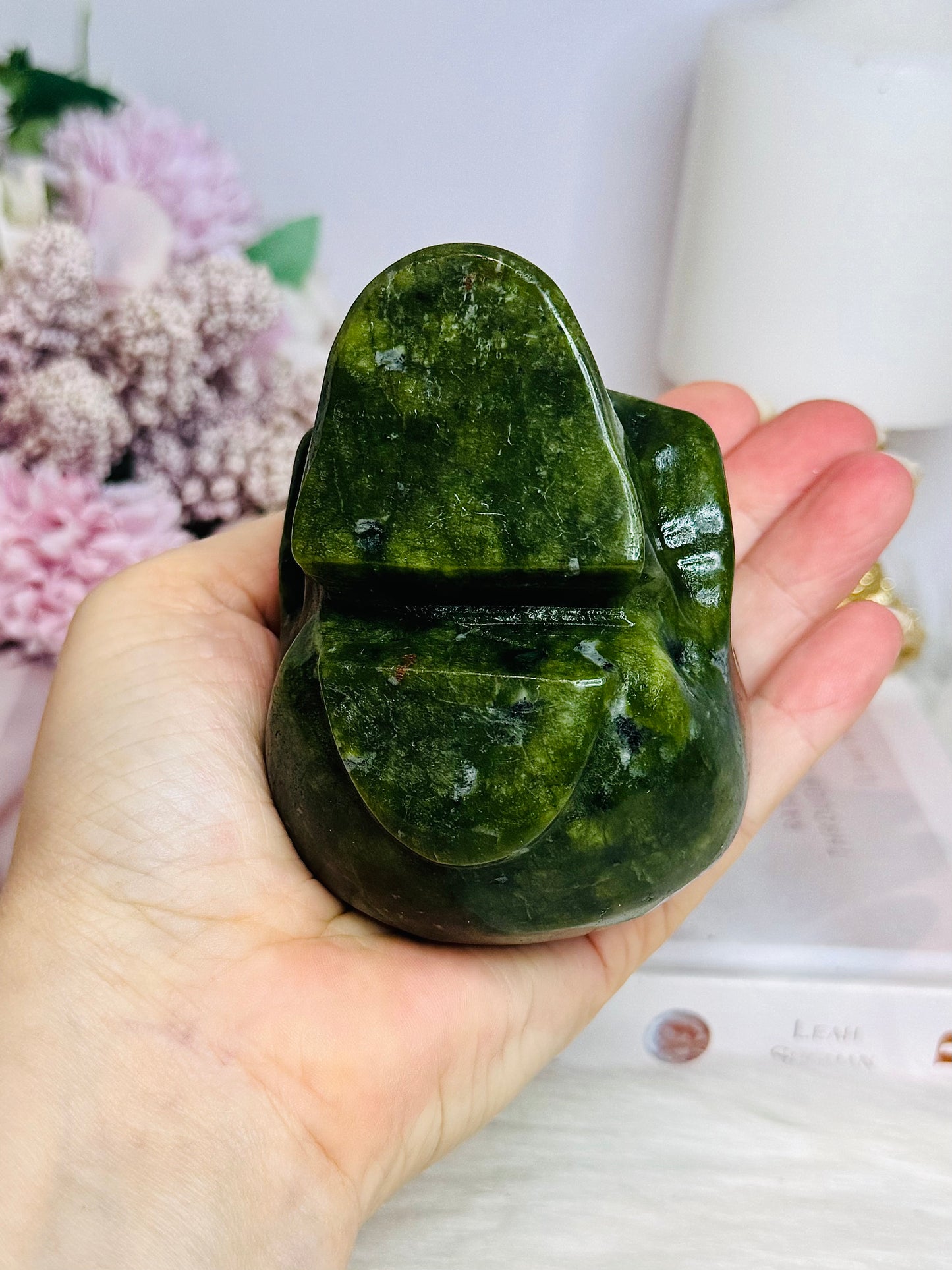 For Sue ~ Large Green Jade Carved Skull 9cm 542g