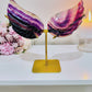 Purple Fluorite Wings on Gold Stand 20cm Tall (Inc Stand)