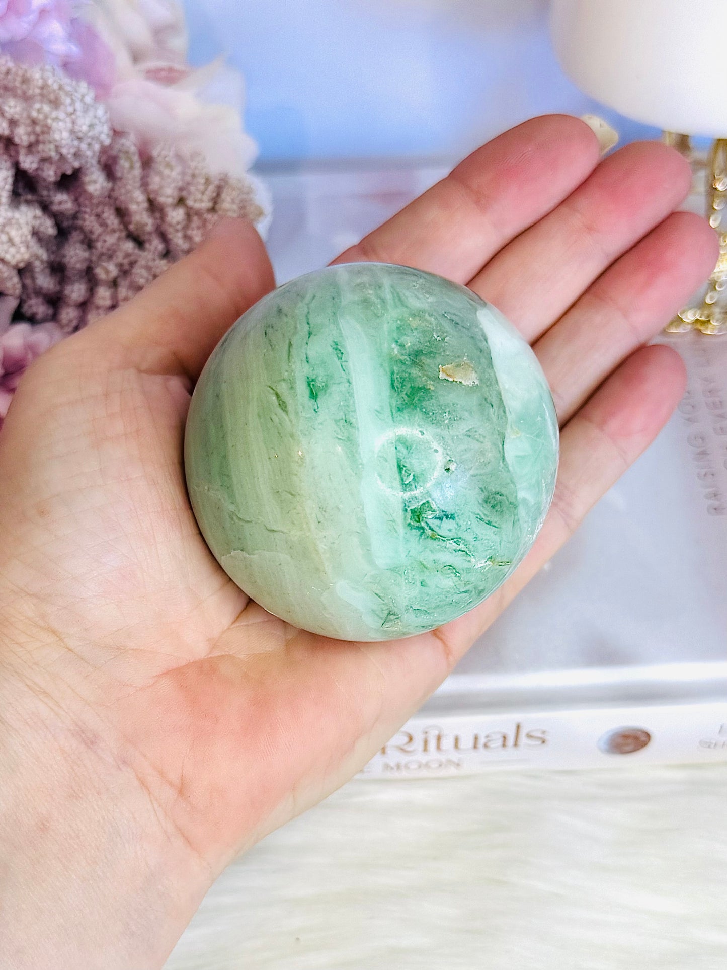 Beautiful Natural Variscite Sphere On Stand 381grams