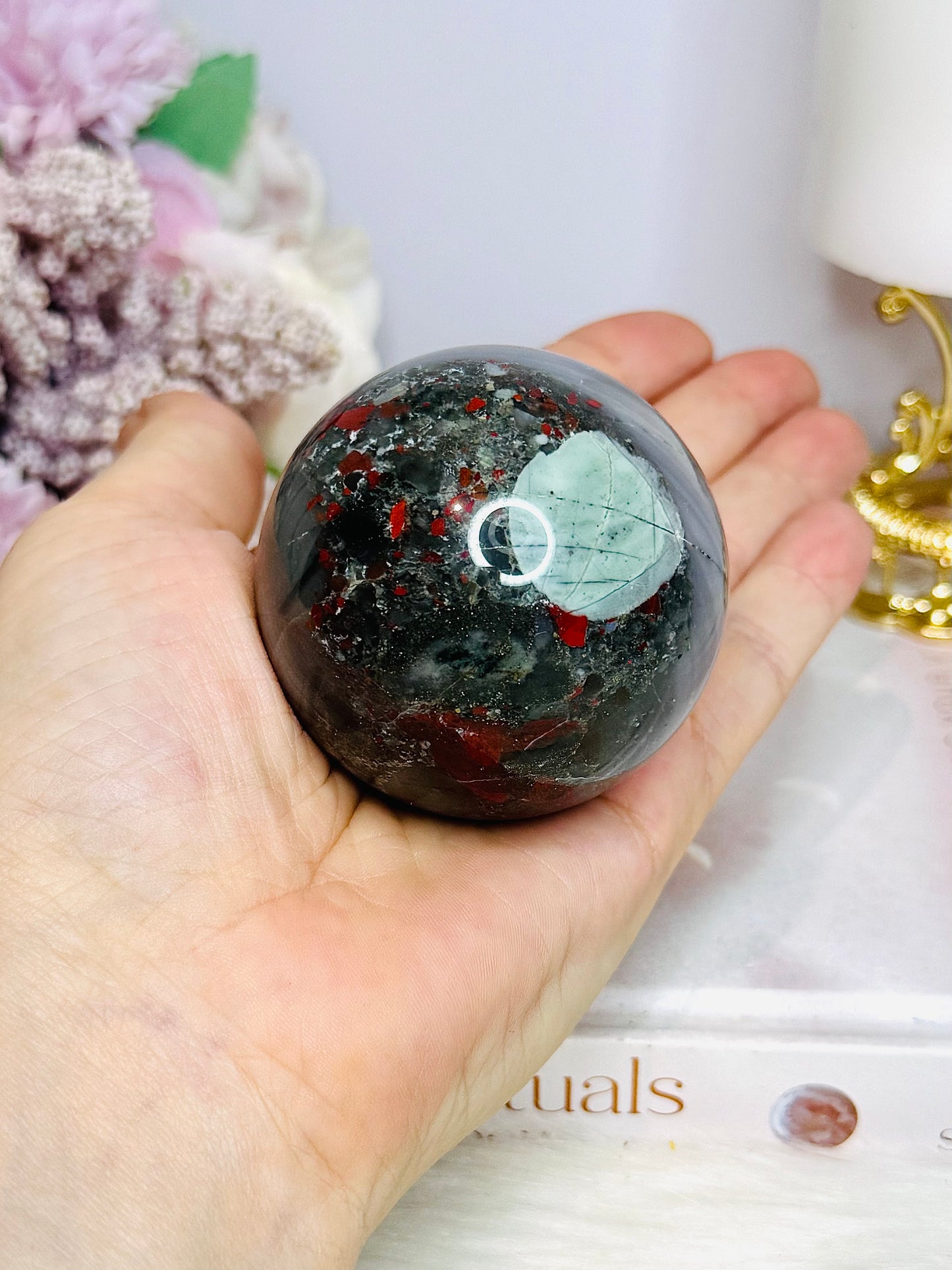 Bloodstone Sphere on Stand 255g