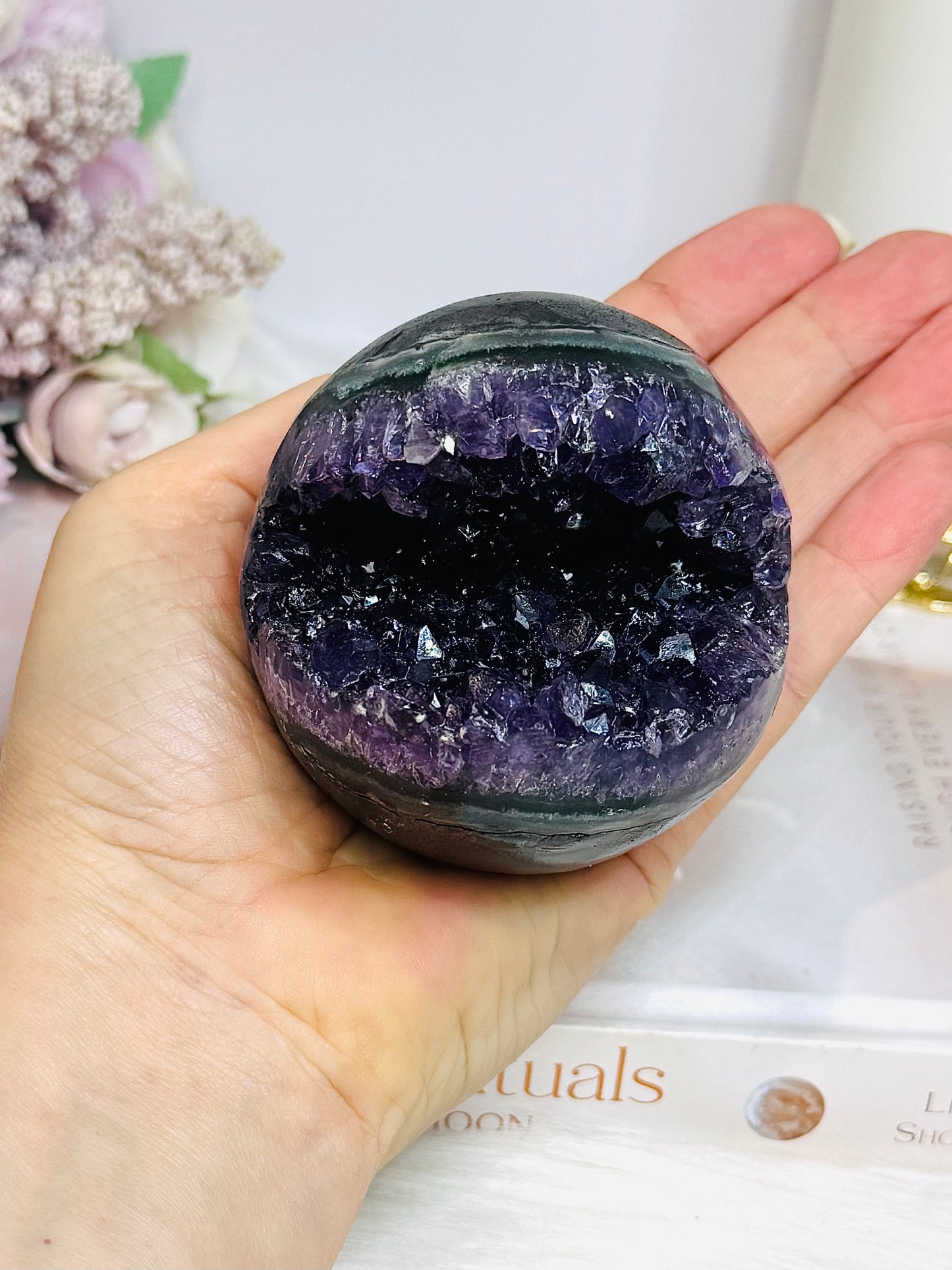 Large Druzy Amethyst Sphere on Stand 405g