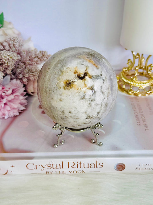 ⚜️ SALE ⚜️ Large Natural Druzy Pink Amethyst Sphere On Stand 601grams