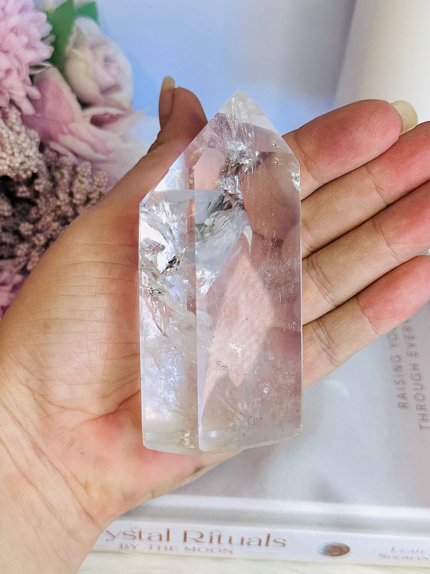 Magical High Grade Clear Quartz Tower 10cm with Stunning Rainbows