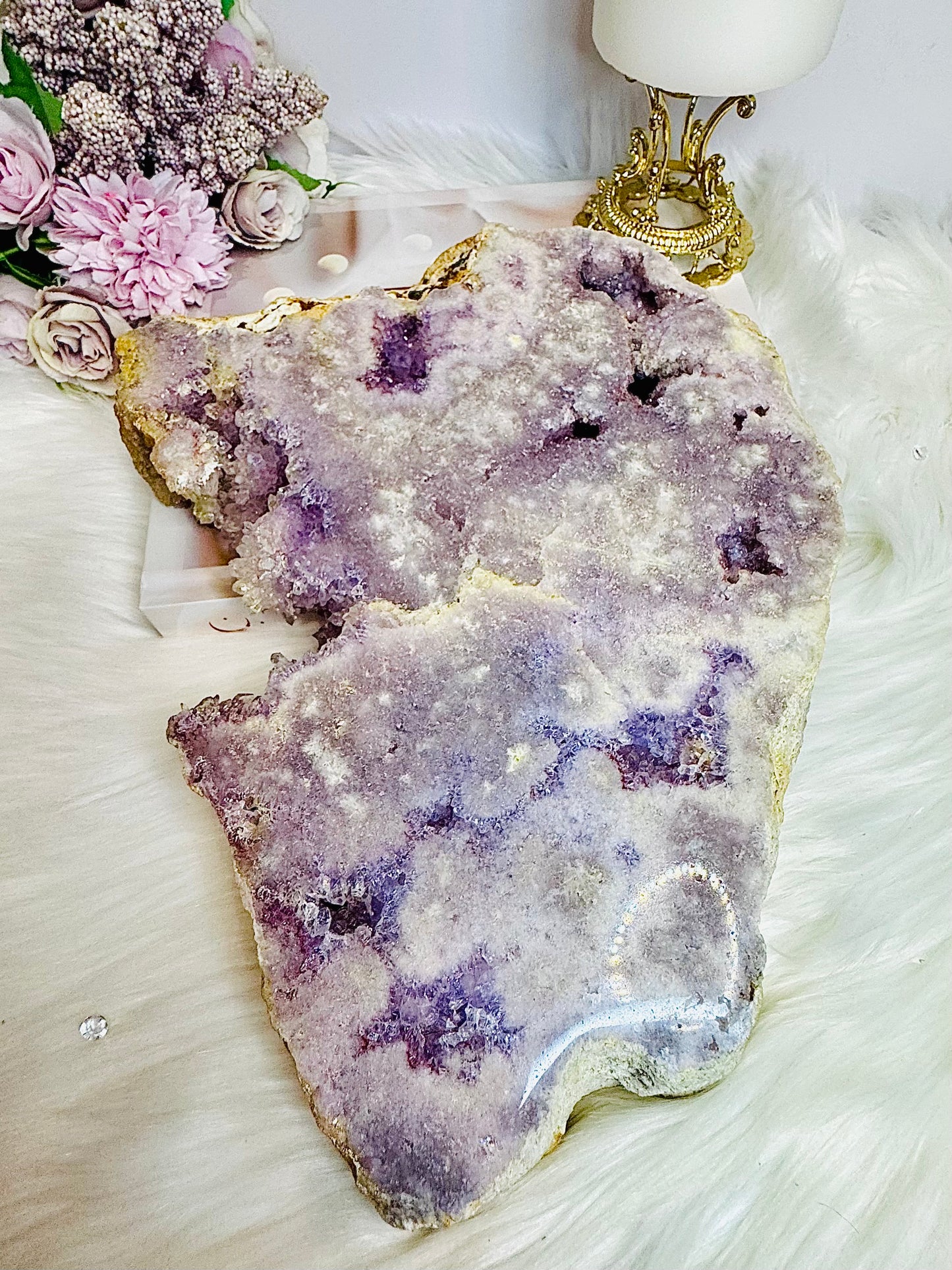 High Grade Pink Amethyst Large Druzy Slab 24.5cm 2.3KG